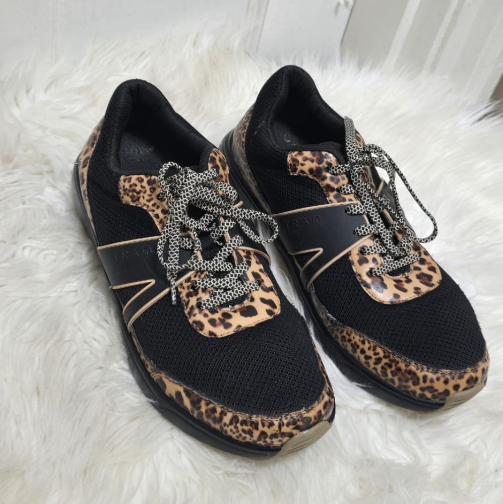 Traq by Alegria Leopard Print Black Sneakers - Picture 6 of 9